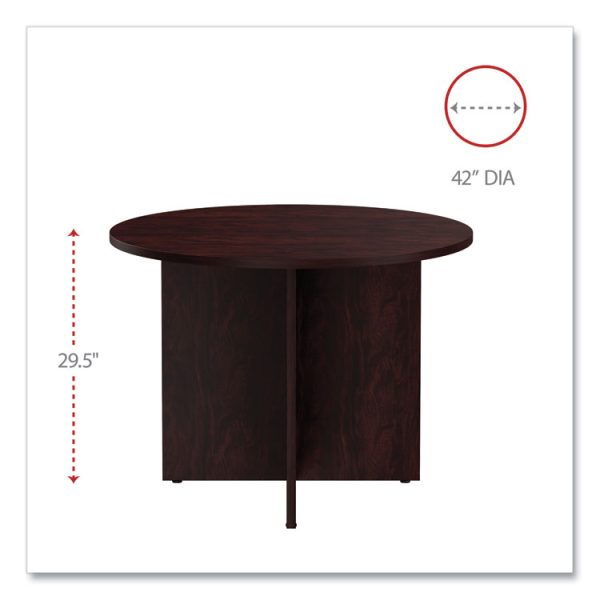 Alera Valencia Round Conference Table with Legs, 42" Diameter x 29.5h, Mahogany - Image 2
