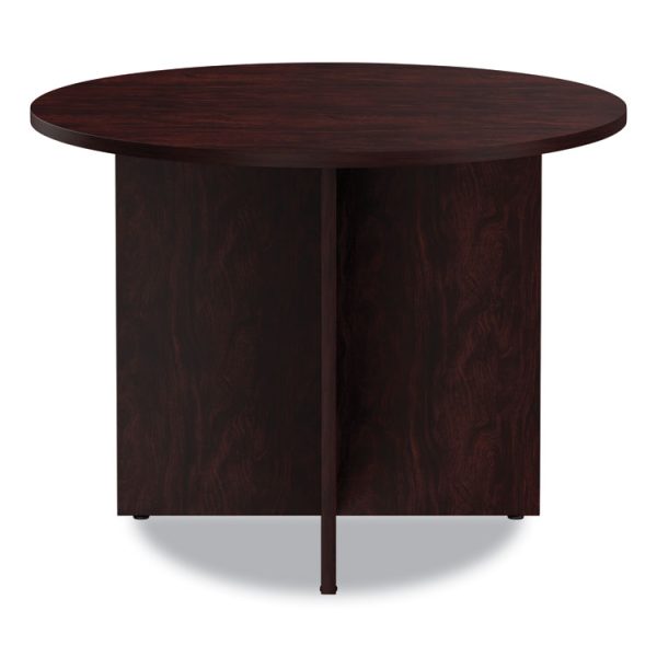Alera Valencia Round Conference Table with Legs, 42" Diameter x 29.5h, Mahogany - Image 6