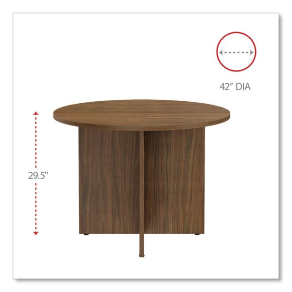 Alera Valencia Round Conference Table with Legs, 42" Diameter x 29.5h, Modern Walnut - Image 2