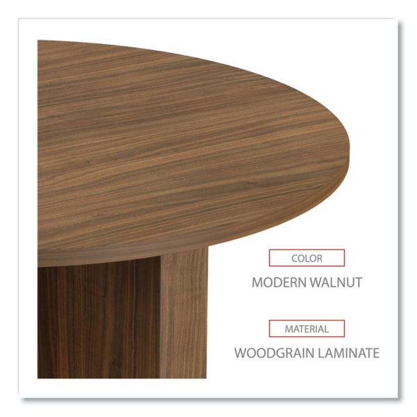 Alera Valencia Round Conference Table with Legs, 42" Diameter x 29.5h, Modern Walnut - Image 3