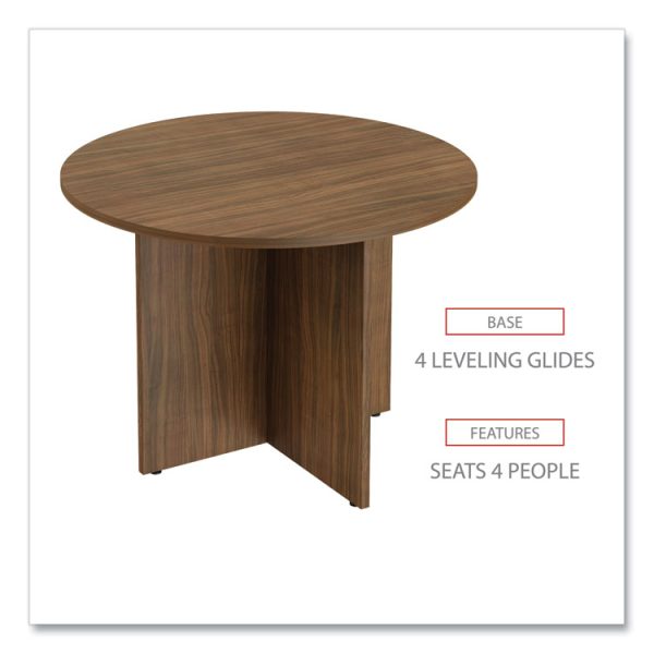Alera Valencia Round Conference Table with Legs, 42" Diameter x 29.5h, Modern Walnut - Image 4