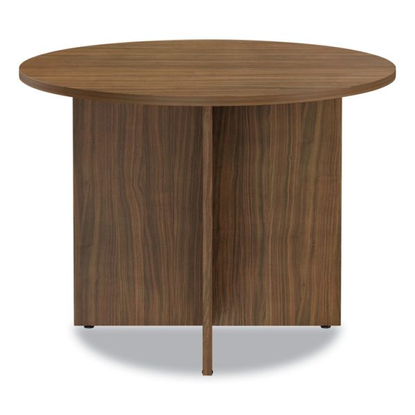 Alera Valencia Round Conference Table with Legs, 42" Diameter x 29.5h, Modern Walnut - Image 6