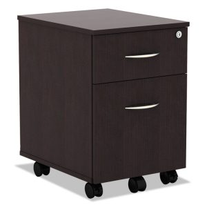 Alera Valencia Series Mobile Pedestal, Left Or Right, 2-Drawers: Box/file, Legal/letter, Espresso, 15.88" X 19.13" X 22.88"