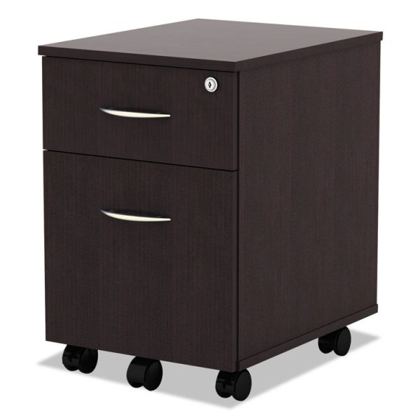 Alera Valencia Series Mobile Pedestal, Left Or Right, 2-Drawers: Box/file, Legal/letter, Espresso, 15.88" X 19.13" X 22.88" - Image 3