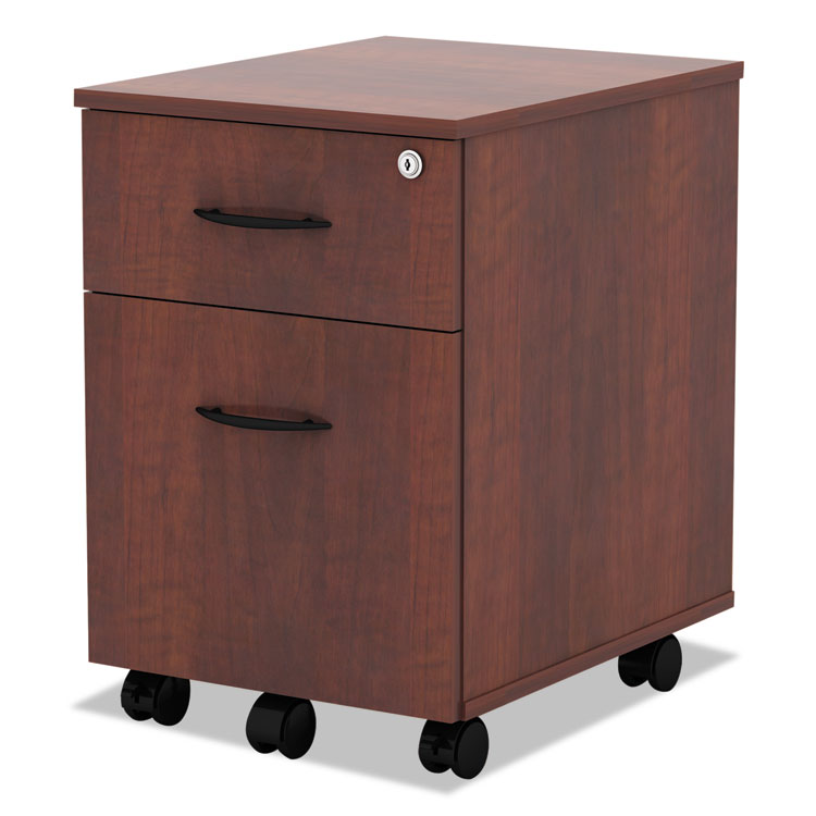 Alera Valencia Series Mobile Pedestal, Left/right, 2-Drawers: Box/file, Legal/letter, Medium Cherry, 15.88" X 19.13" X 22.88" - Image 3