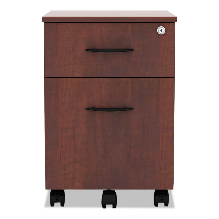 Alera Valencia Series Mobile Pedestal, Left/right, 2-Drawers: Box/file, Legal/letter, Medium Cherry, 15.88" X 19.13" X 22.88" - Image 2
