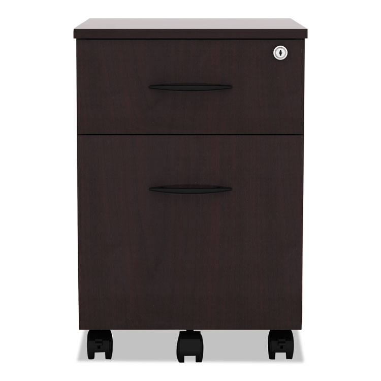 Alera Valencia Series Mobile Pedestal, Left Or Right, 2-Drawers: Box/file, Legal/letter, Mahogany, 15.88" X 19.13" X 22.88" - Image 2