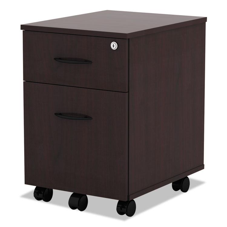 Alera Valencia Series Mobile Pedestal, Left Or Right, 2-Drawers: Box/file, Legal/letter, Mahogany, 15.88" X 19.13" X 22.88" - Image 3