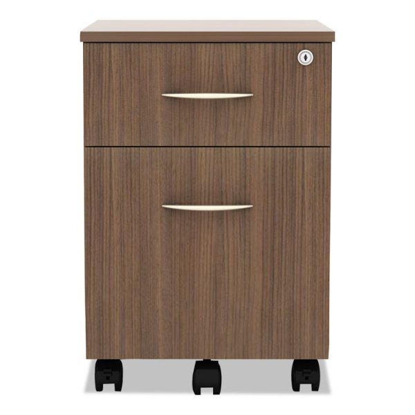 Alera Valencia Series Mobile Pedestal, Left/right, 2-Drawers: Box/file, Legal/letter, Modern Walnut, 15.88" X 19.13" X 22.88" - Image 2
