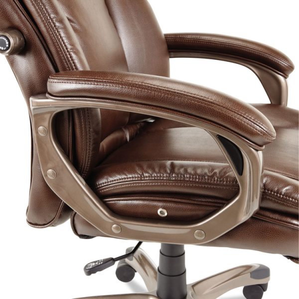 Alera Veon Series Executive High-Back Bonded Leather Chair, Supports Up To 275 Lb, Brown Seat/back, Bronze Base - Image 8