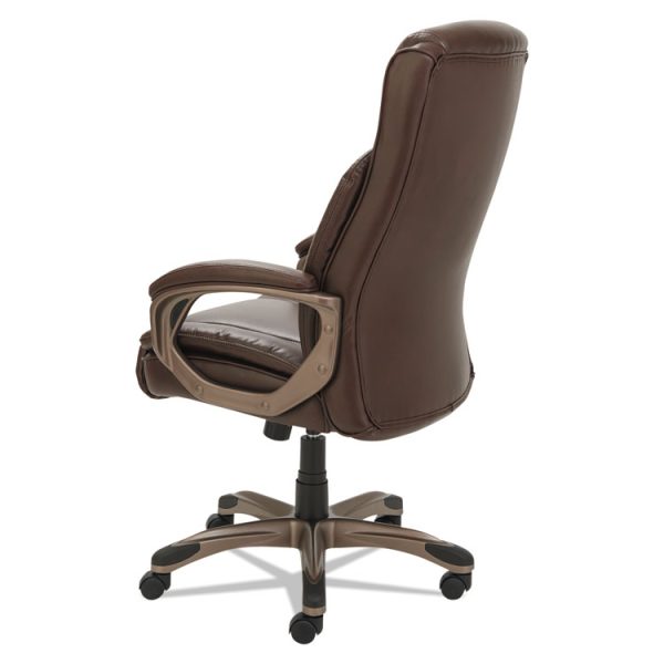 Alera Veon Series Executive High-Back Bonded Leather Chair, Supports Up To 275 Lb, Brown Seat/back, Bronze Base - Image 6