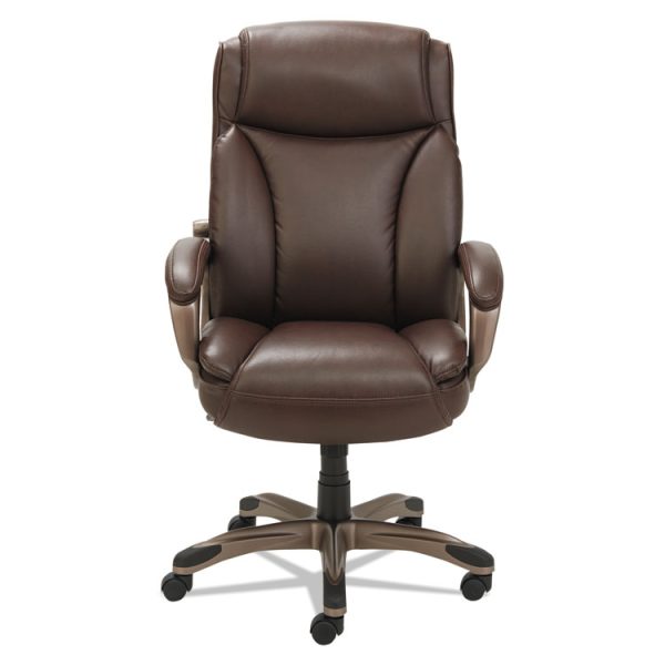 Alera Veon Series Executive High-Back Bonded Leather Chair, Supports Up To 275 Lb, Brown Seat/back, Bronze Base - Image 2
