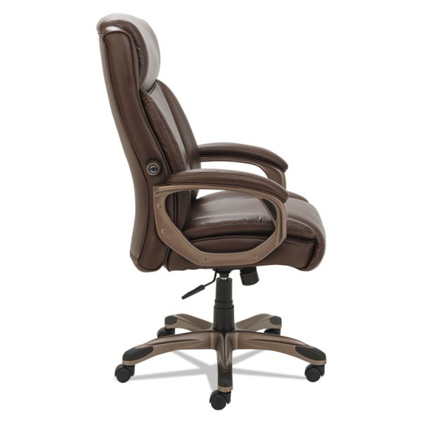 Alera Veon Series Executive High-Back Bonded Leather Chair, Supports Up To 275 Lb, Brown Seat/back, Bronze Base - Image 4