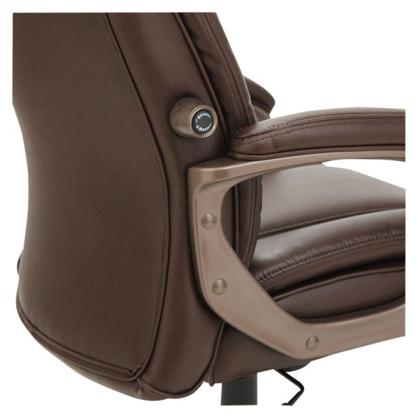 Alera Veon Series Executive High-Back Bonded Leather Chair, Supports Up To 275 Lb, Brown Seat/back, Bronze Base - Image 9