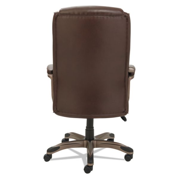 Alera Veon Series Executive High-Back Bonded Leather Chair, Supports Up To 275 Lb, Brown Seat/back, Bronze Base - Image 5