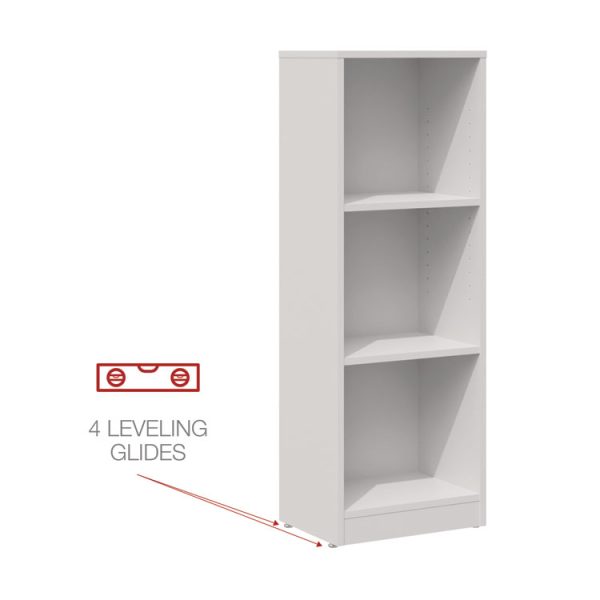 Three-Shelf Narrow-Footprint Bookcase, 15.75" x 11.42" x 44.33", White - Image 7