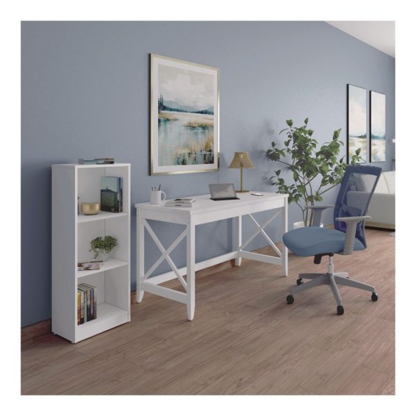 Three-Shelf Narrow-Footprint Bookcase, 15.75" x 11.42" x 44.33", White - Image 8
