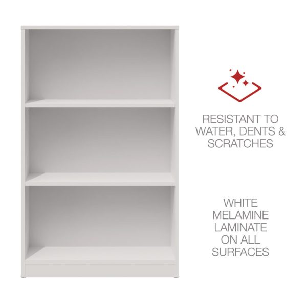 Three-Shelf Bookcase, 27.56" x 11.42" x 44.33", White - Image 6