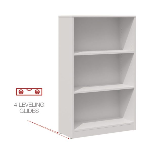 Three-Shelf Bookcase, 27.56" x 11.42" x 44.33", White - Image 7