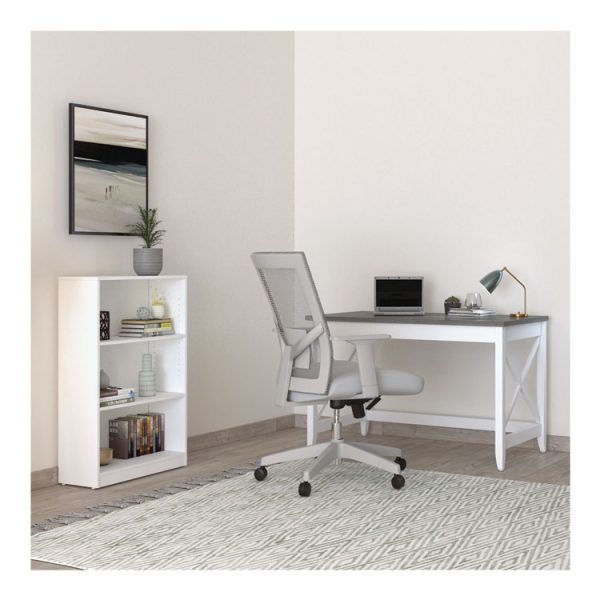 Three-Shelf Bookcase, 27.56" x 11.42" x 44.33", White - Image 8