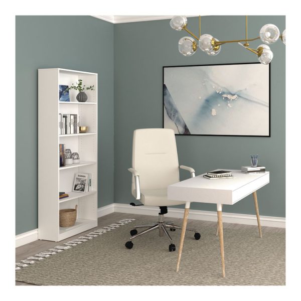 Five-Shelf Bookcase, 27.56" x 11.42" x 77.56", White - Image 8