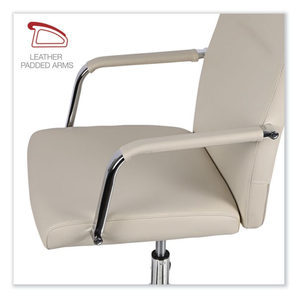 Leather Task Chair, Supports Up to 275 lb, 18.19" to 21.93" Seat Height, White Seat, White Back - Image 3