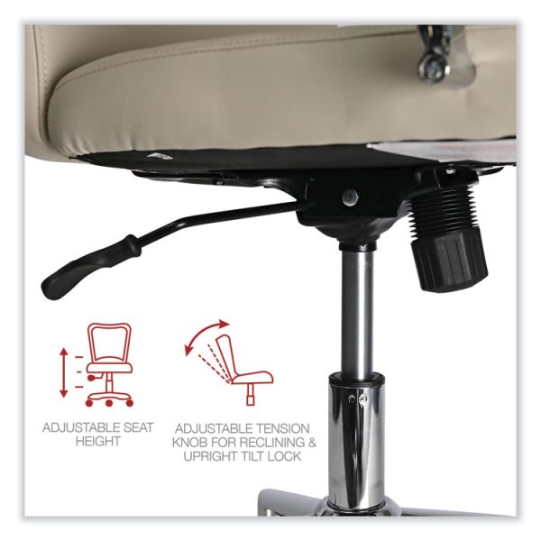 Leather Task Chair, Supports Up to 275 lb, 18.19" to 21.93" Seat Height, White Seat, White Back - Image 2