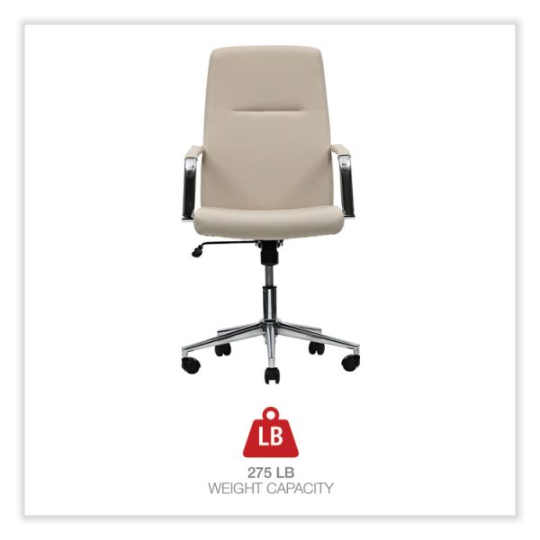 Leather Task Chair, Supports Up to 275 lb, 18.19" to 21.93" Seat Height, White Seat, White Back - Image 4
