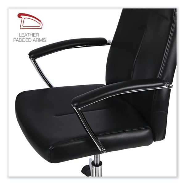 Leather Task Chair, Supports Up to 275 lb, 18.19" to 21.93" Seat Height, Black Seat, Black Back - Image 3