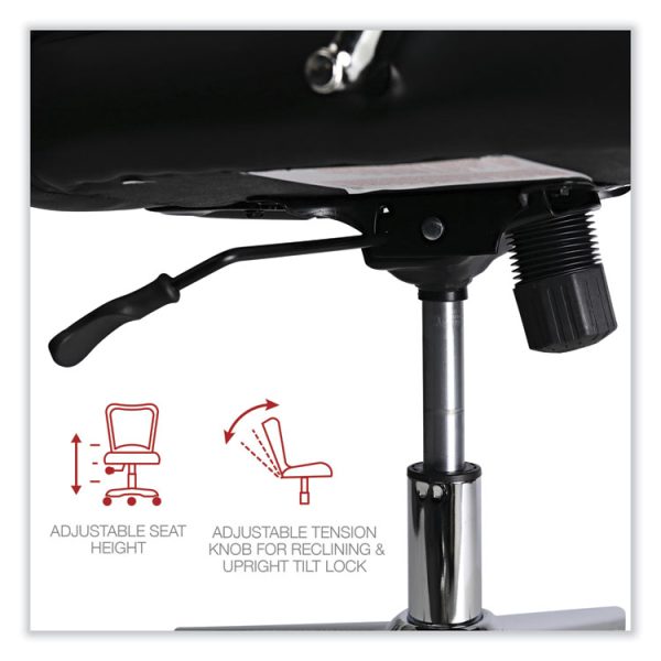 Leather Task Chair, Supports Up to 275 lb, 18.19" to 21.93" Seat Height, Black Seat, Black Back - Image 2