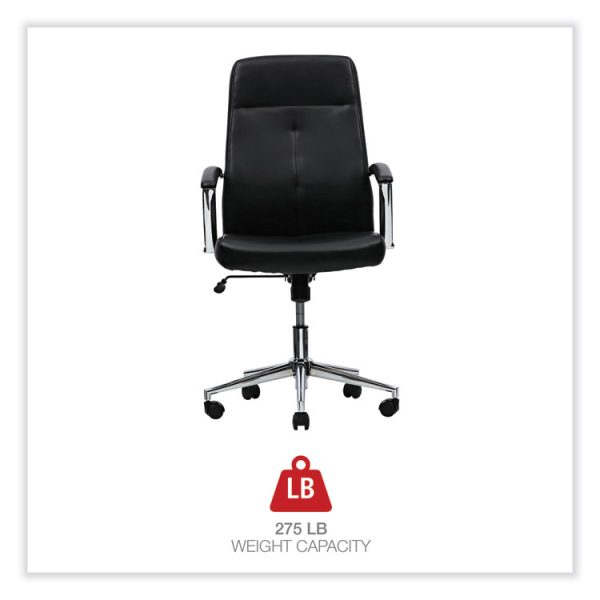 Leather Task Chair, Supports Up to 275 lb, 18.19" to 21.93" Seat Height, Black Seat, Black Back - Image 4