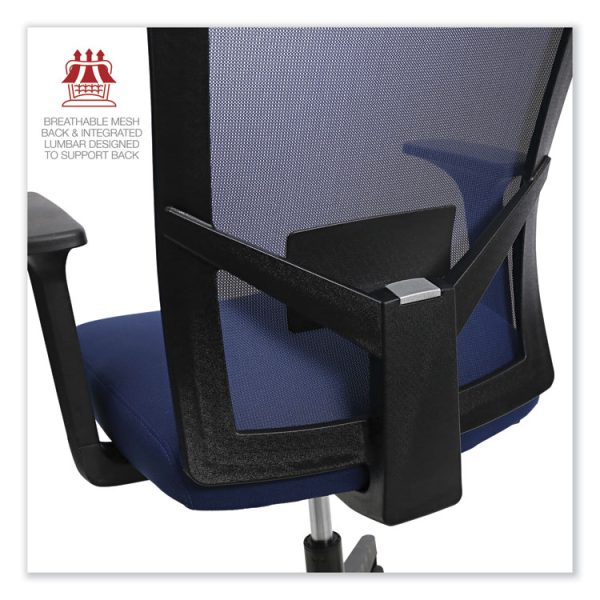 Mesh Back Fabric Task Chair, Supports Up to 275 lb, 17.32" to 21.1" Seat Height, Navy Seat, Navy Back - Image 3