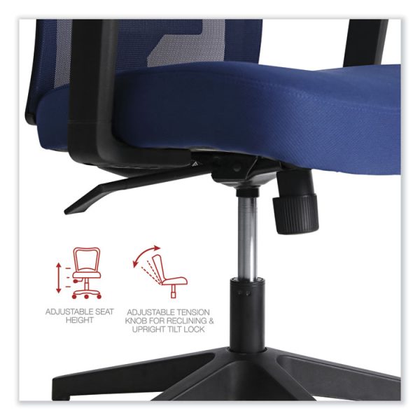 Mesh Back Fabric Task Chair, Supports Up to 275 lb, 17.32" to 21.1" Seat Height, Navy Seat, Navy Back - Image 4