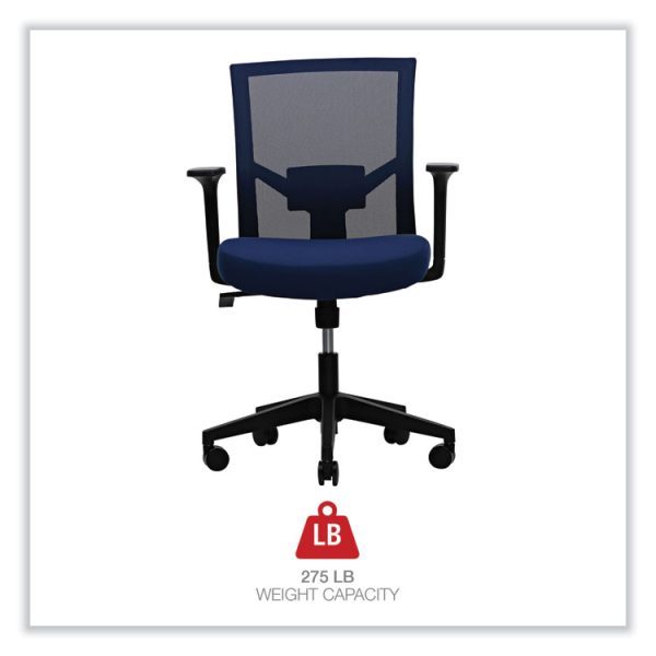 Mesh Back Fabric Task Chair, Supports Up to 275 lb, 17.32" to 21.1" Seat Height, Navy Seat, Navy Back - Image 5