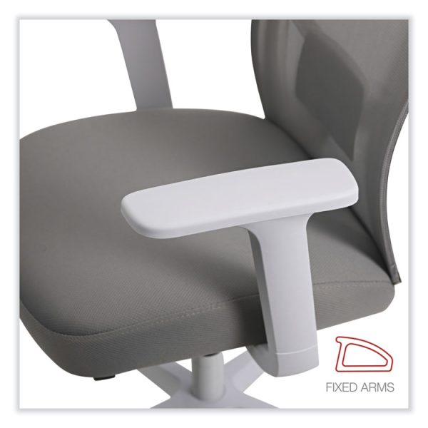 Mesh Back Fabric Task Chair, Supports Up to 275 lb, 17.32" to 21.1" Seat Height, Gray Seat, Gray Back - Image 6