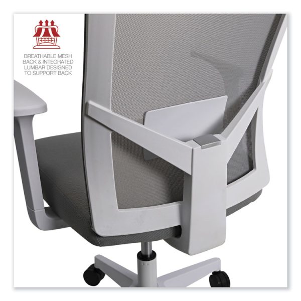 Mesh Back Fabric Task Chair, Supports Up to 275 lb, 17.32" to 21.1" Seat Height, Gray Seat, Gray Back - Image 3