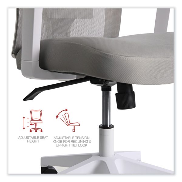 Mesh Back Fabric Task Chair, Supports Up to 275 lb, 17.32" to 21.1" Seat Height, Gray Seat, Gray Back - Image 4