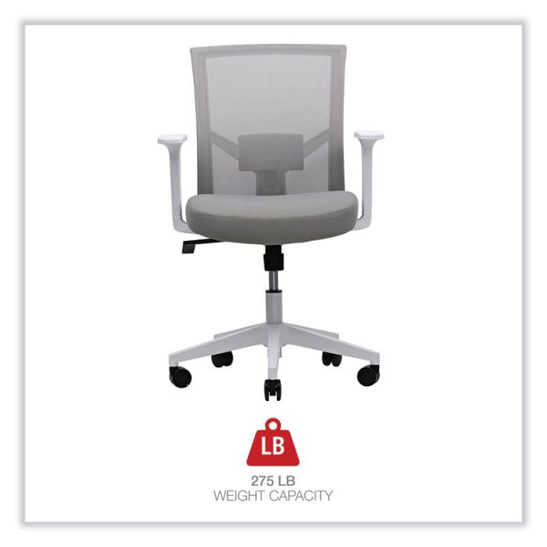 Mesh Back Fabric Task Chair, Supports Up to 275 lb, 17.32" to 21.1" Seat Height, Gray Seat, Gray Back - Image 5