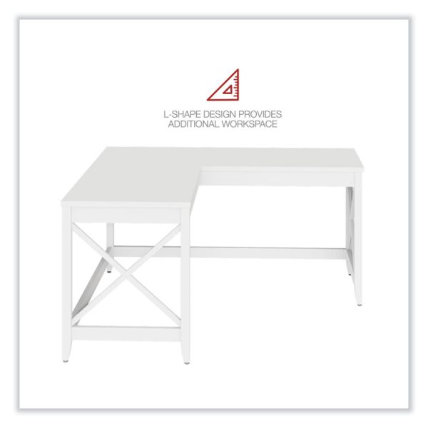 L-Shaped Farmhouse Desk, 58.27" x 58.27" x 29.53", White - Image 5
