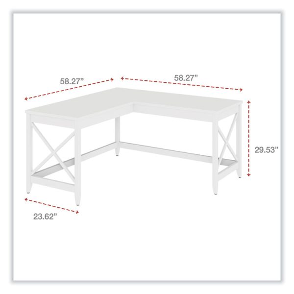 L-Shaped Farmhouse Desk, 58.27" x 58.27" x 29.53", White - Image 2