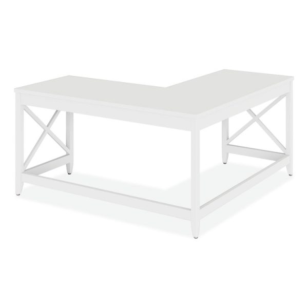 L-Shaped Farmhouse Desk, 58.27" x 58.27" x 29.53", White - Image 6
