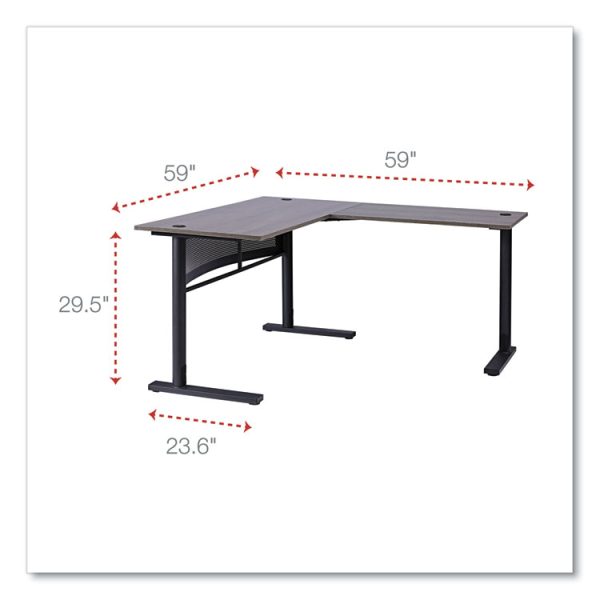 L-Shaped Writing Desk, 59.05" x 59.05" x 29.53", Gray/Black - Image 2