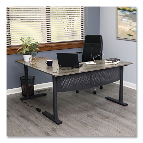 L-Shaped Writing Desk, 59.05" x 59.05" x 29.53", Gray/Black - Image 3