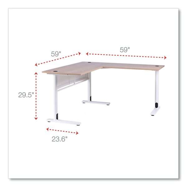 L-Shaped Writing Desk, 59.05" x 59.05" x 29.53", Beigewood/White - Image 2