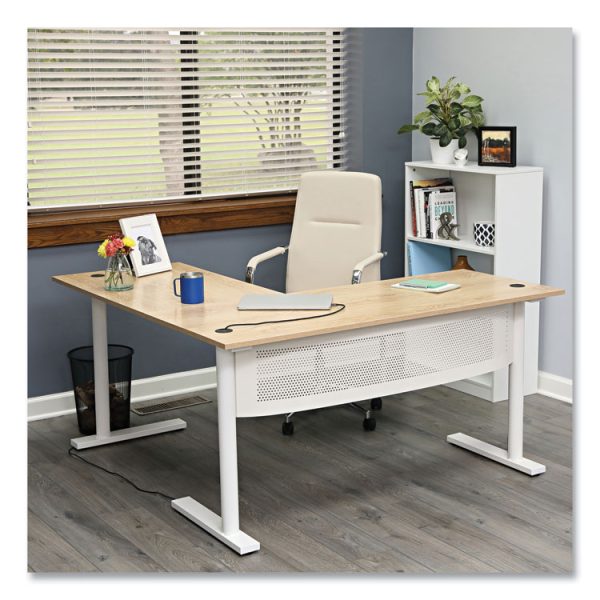 L-Shaped Writing Desk, 59.05" x 59.05" x 29.53", Beigewood/White - Image 3