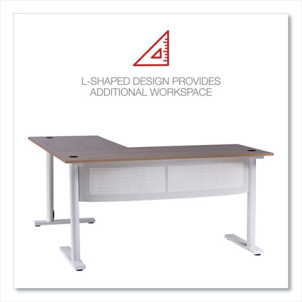 L-Shaped Writing Desk, 59.05" x 59.05" x 29.53", Beigewood/White - Image 4