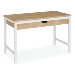 Modern Writing Desk, 47.24" x 23.62" x 29.92", Beigewood/White