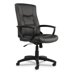 Alera Yr Series Executive High-Back Swivel/tilt Bonded Leather Chair, Supports 275 Lb, 17.71" To 21.65" Seat Height, Black