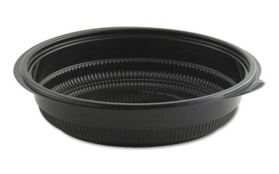 MicroRaves Incredi-Bowl Base, 32 oz, 8.5″ Diameter x 1.92″h, Black, Plastic, 150/Carton