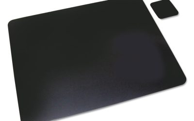 Leather Desk Pad with Coaster, 20 x 36, Black